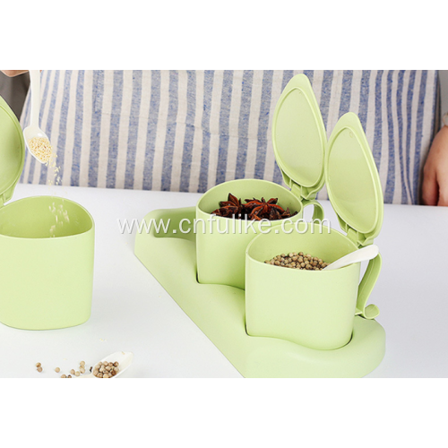 Bamboo Fiber 2 Compartments Seasoning Box